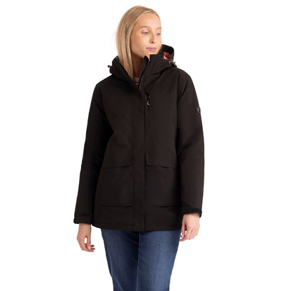 Hosho Womens Lightly Padded Waterproof Jacket in Black