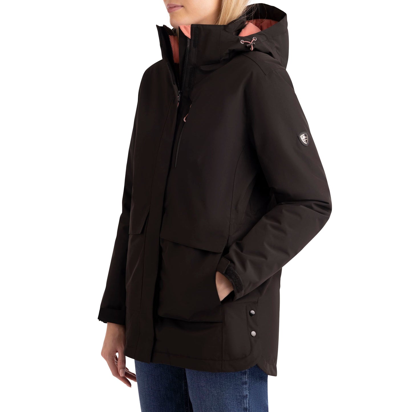 Hosho Womens Lightly Padded Waterproof Jacket in Black