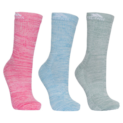 Helvellyn Women's Everyday Socks 3 Pair Pack in Rose / Blue / Sage