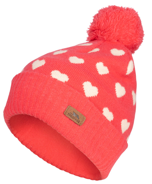 Jude Girls Lined Patterned Hat in Strawberry