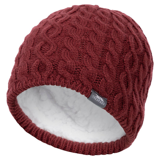 Kendra Women's Knitted Beanie Hat in Dark Cherry