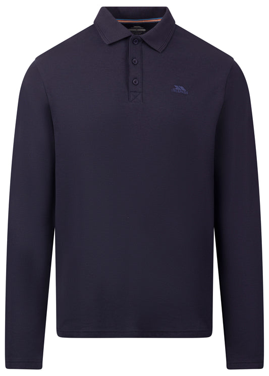 Leblanc Mens Long Sleeve Polo Shirt in Navy
