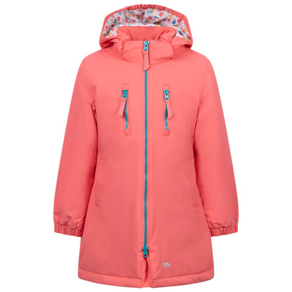 Marybank Girls' WaterProof Longer Length Padded Jacket in Soft Orange