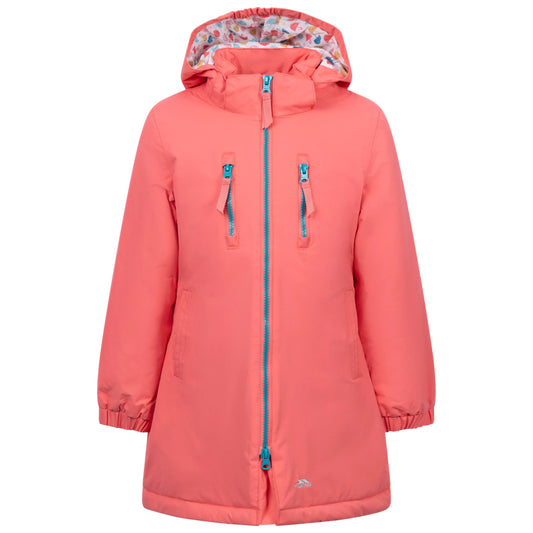 Marybank Girls' WaterProof Longer Length Padded Jacket in Soft Orange