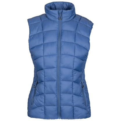 Blue puffer vest on a white background