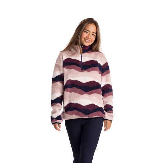 Ovie Womens 1/2 Zip Sherpa Fleece Top in Mountain Print