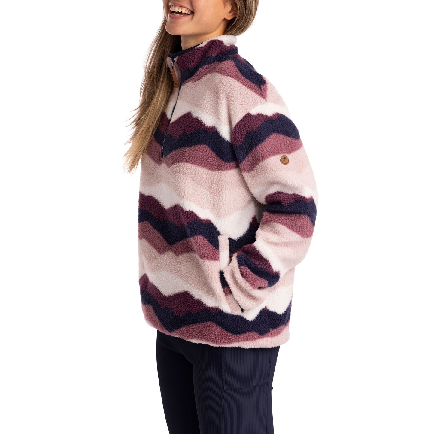 Ovie Womens 1/2 Zip Sherpa Fleece Top in Mountain Print