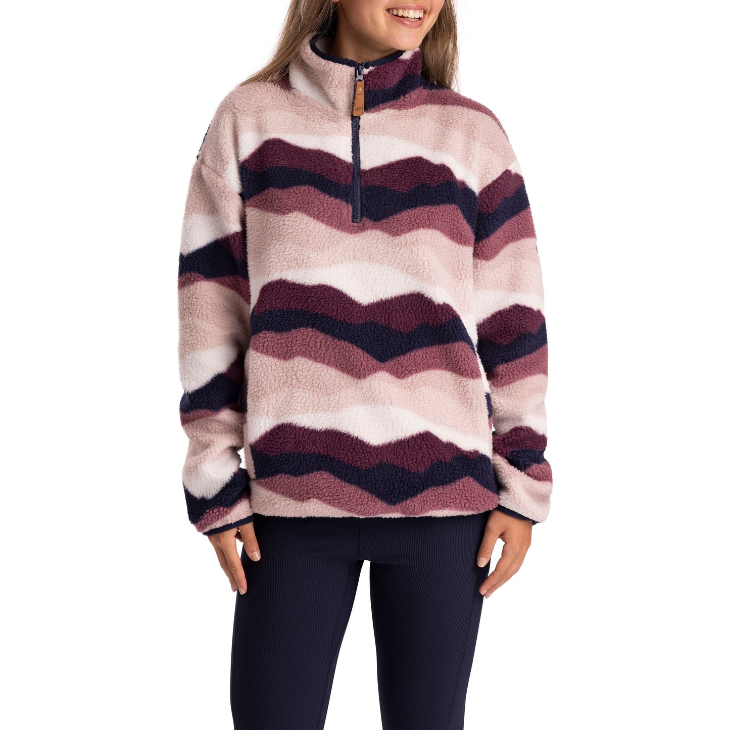 Ovie Womens 1/2 Zip Sherpa Fleece Top in Mountain Print