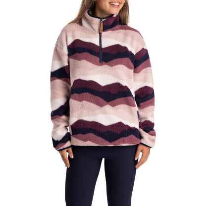 Ovie Womens 1/2 Zip Sherpa Fleece Top in Mountain Print