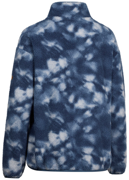 Ovie Womens 1/2 Zip Sherpa Fleece Top in Stone Blue Print