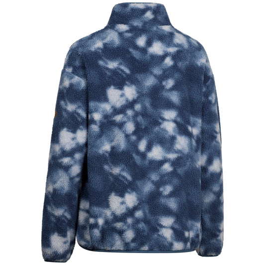 Ovie Womens 1/2 Zip Sherpa Fleece Top in Stone Blue Print