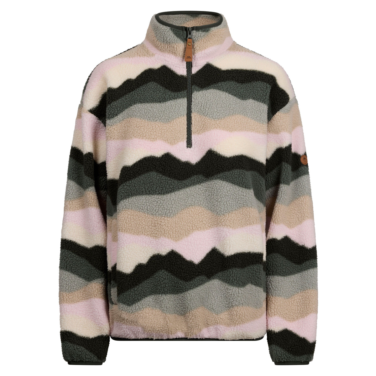 Ovie Womens 1/2 Zip Sherpa Fleece Top in Sage Mountain Print