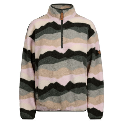 Ovie Womens 1/2 Zip Sherpa Fleece Top in Sage Mountain Print