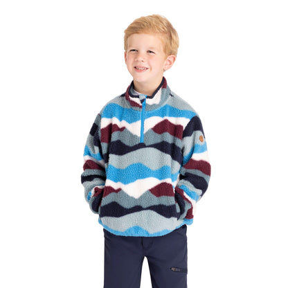 Ovie Kids Sherpa 1/2 Zip Fleece in Cobalt Mountain Print