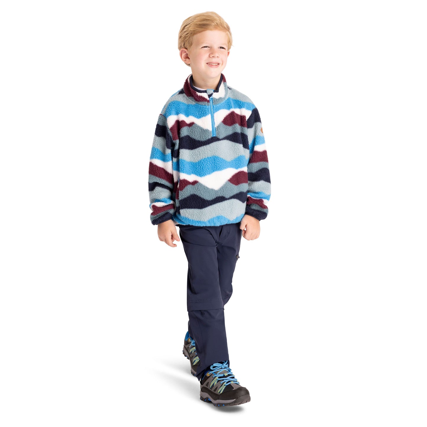 Ovie Kids Sherpa 1/2 Zip Fleece in Cobalt Mountain Print
