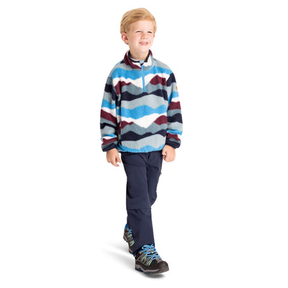 Ovie Kids Sherpa 1/2 Zip Fleece in Cobalt Mountain Print