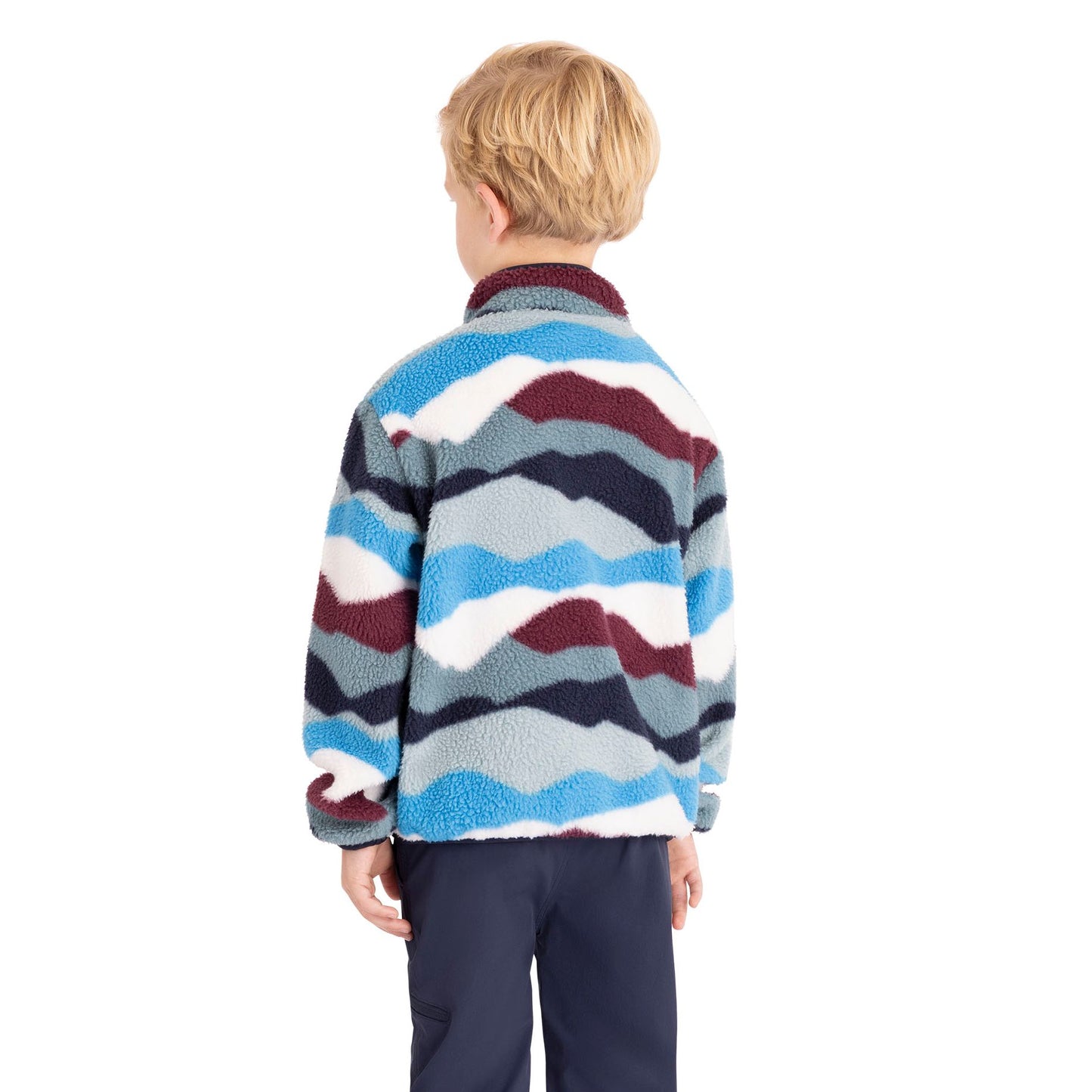 Ovie Kids Sherpa 1/2 Zip Fleece in Cobalt Mountain Print