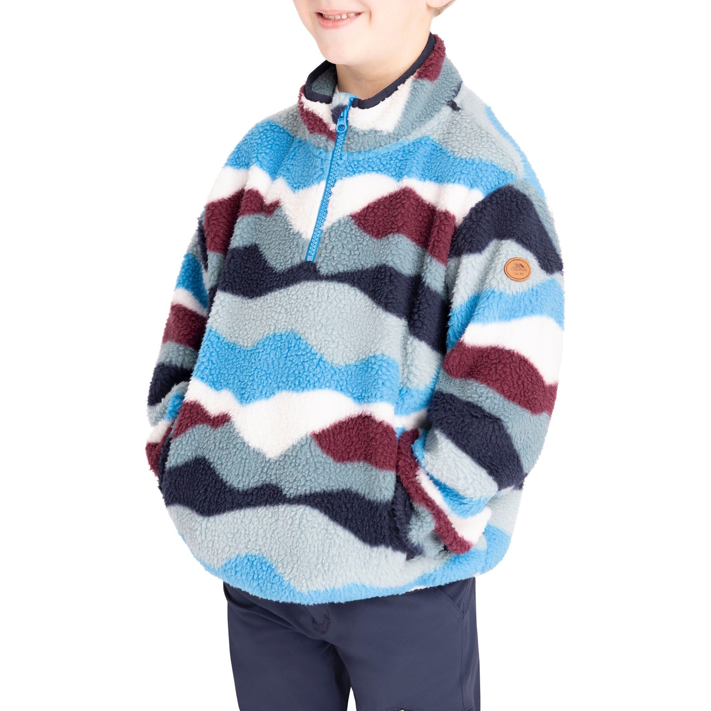 Ovie Kids Sherpa 1/2 Zip Fleece in Cobalt Mountain Print