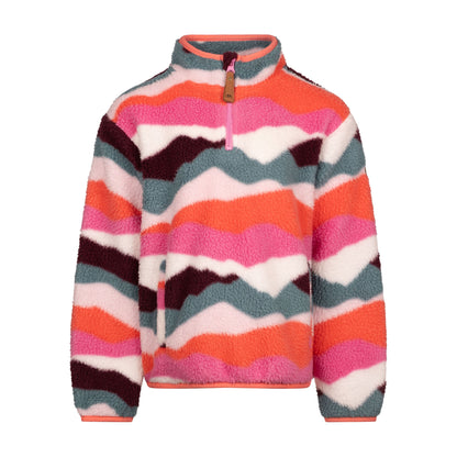 Ovie Kids Sherpa 1/2 Zip Fleece in Pink Mountain Print
