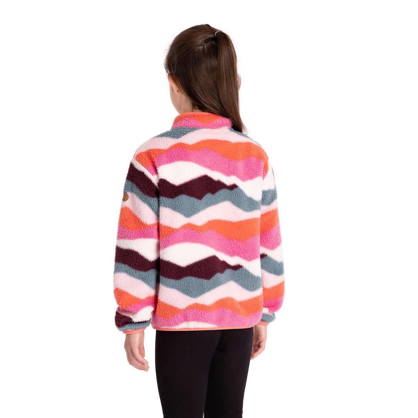 Ovie Kids Sherpa 1/2 Zip Fleece in Pink Mountain Print