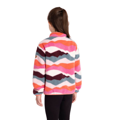 Ovie Kids Sherpa 1/2 Zip Fleece in Pink Mountain Print