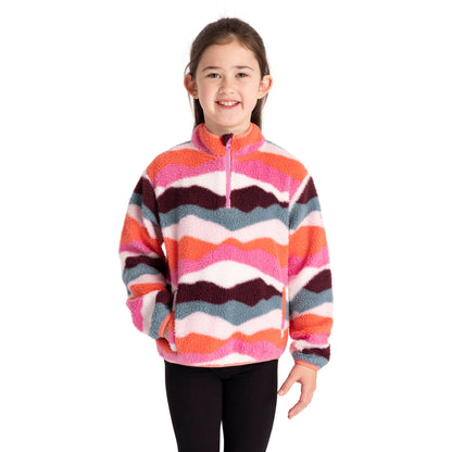 Ovie Kids Sherpa 1/2 Zip Fleece in Pink Mountain Print