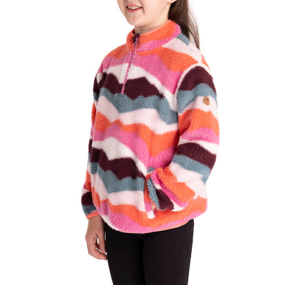 Ovie Kids Sherpa 1/2 Zip Fleece in Pink Mountain Print