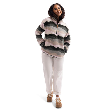 Ovie Womens 1/2 Zip Sherpa Fleece Top in Sage Mountain Print