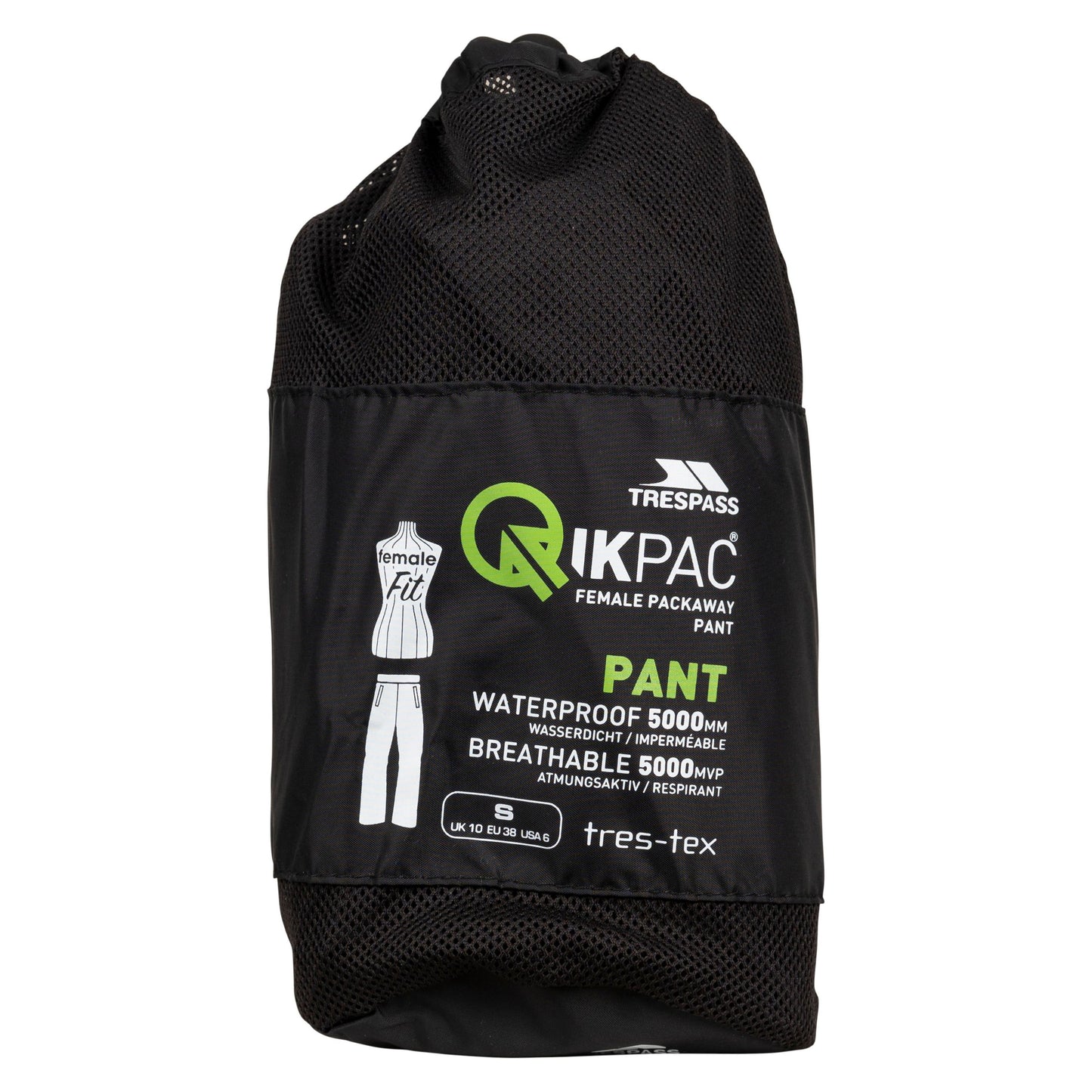 Qikpac Women's Pack Away Waterproof Trousers in Black