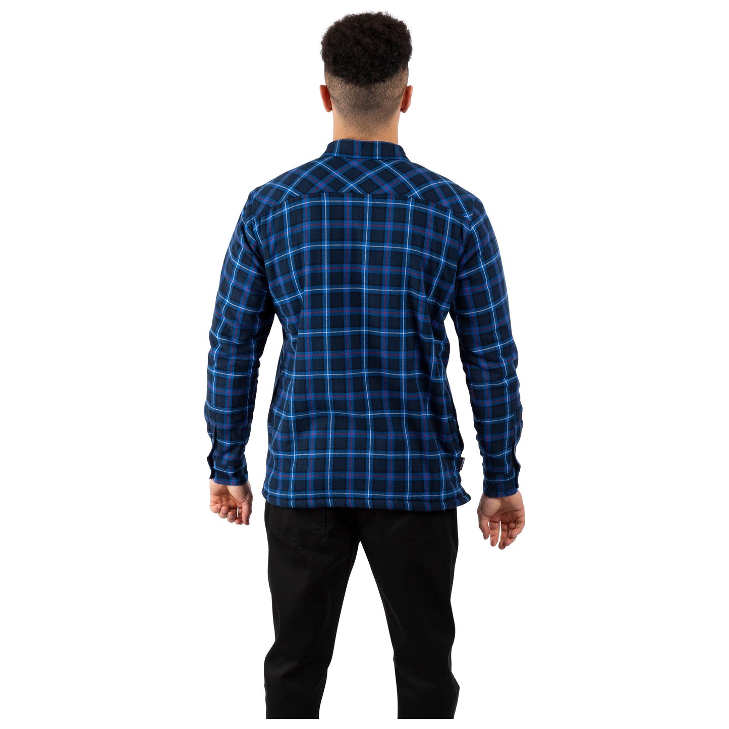 Rapeseed Men's Check Shirt with Sherpa Lining in Dark Blue Check