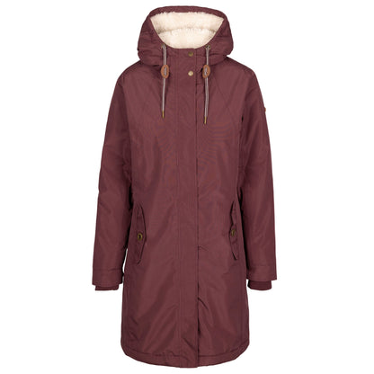 Reminder Womens Longer Length Padded Fleece Lined Waterproof Jacket in Mulberry