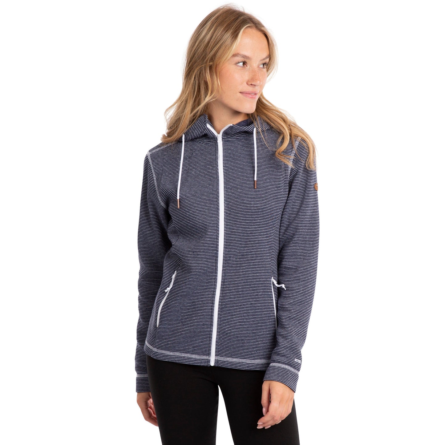 Rootless Women's Fleece Hoodie in Navy Stripe