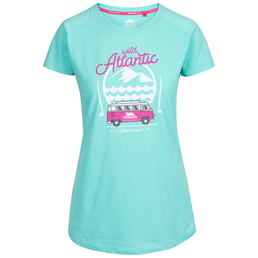Saaf Women's Atlantic Print T-Shirt in Lagoon