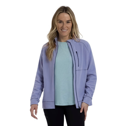 Script Women's Recycled Brushed Full Zip Microfleece in Cool Blue