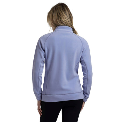 Script Women's Recycled Brushed Full Zip Microfleece in Cool Blue