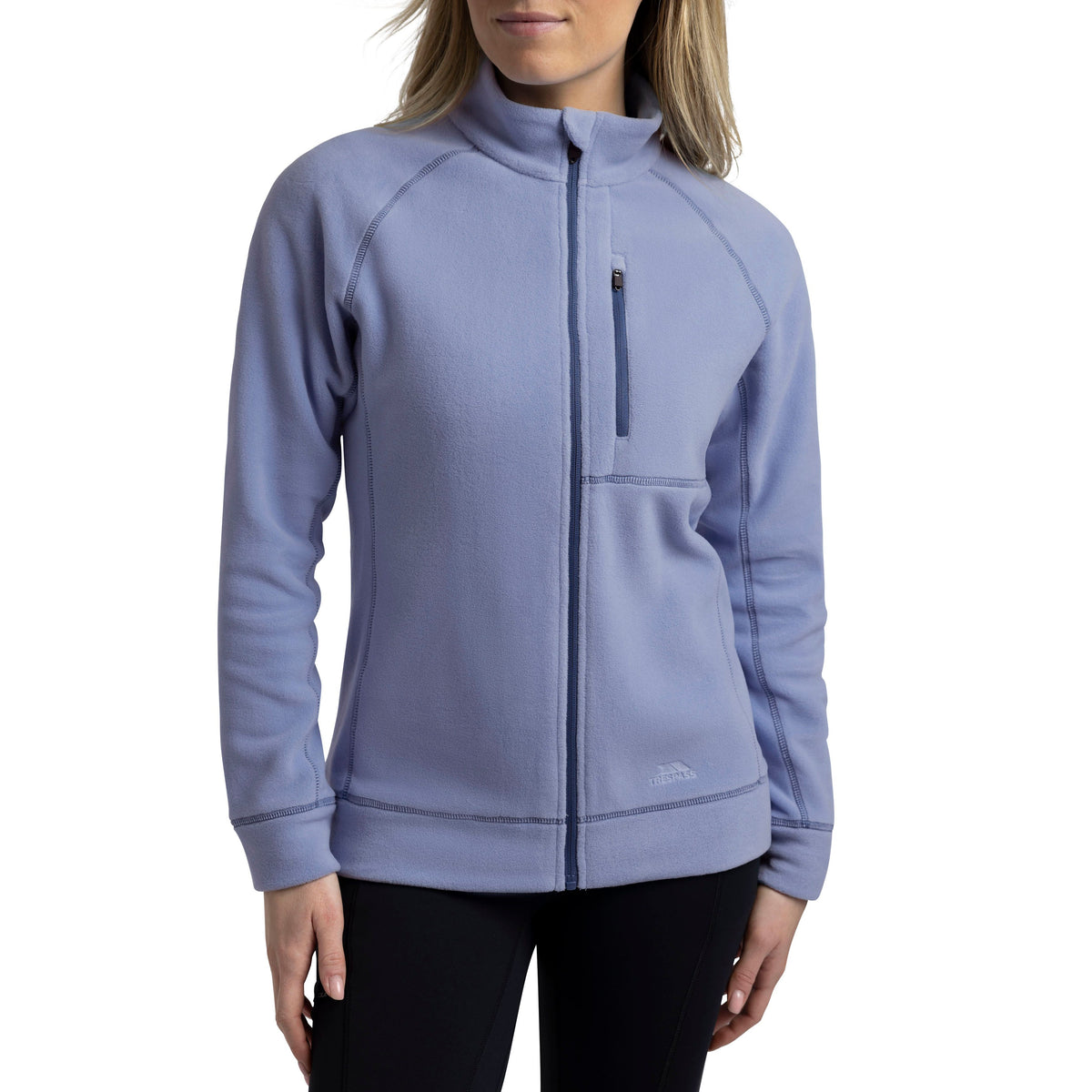 Script Women's Recycled Brushed Full Zip Microfleece in Cool Blue