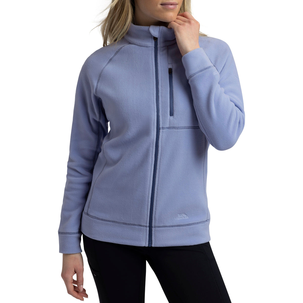 Script Women's Recycled Brushed Full Zip Microfleece in Cool Blue