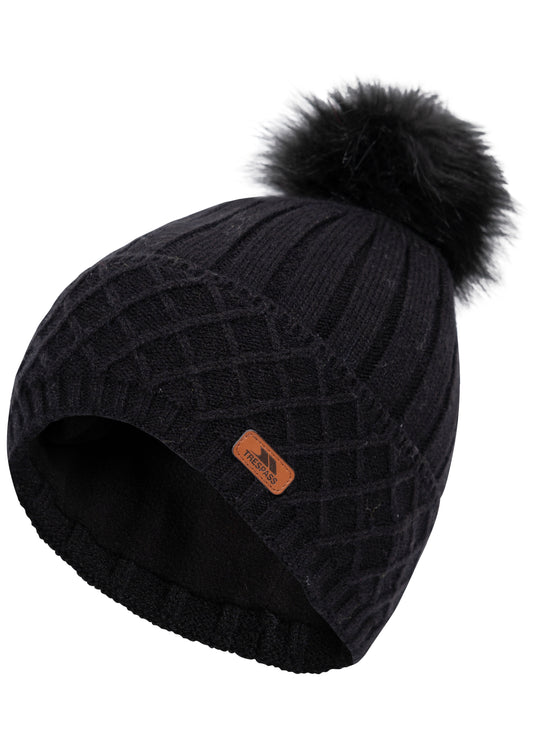 Sherbet Women's Fleece Lined Knitted Hat in Black