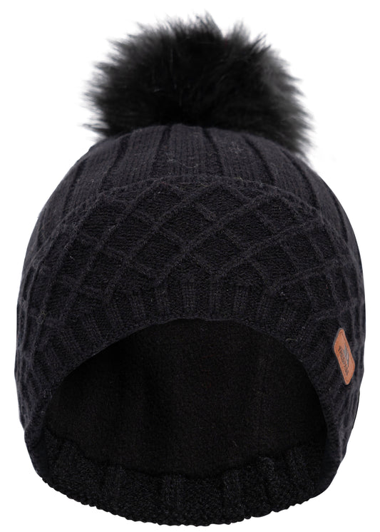Sherbet Women's Fleece Lined Knitted Hat in Black