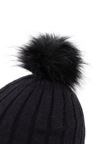 Sherbet Women's Fleece Lined Knitted Hat in Black