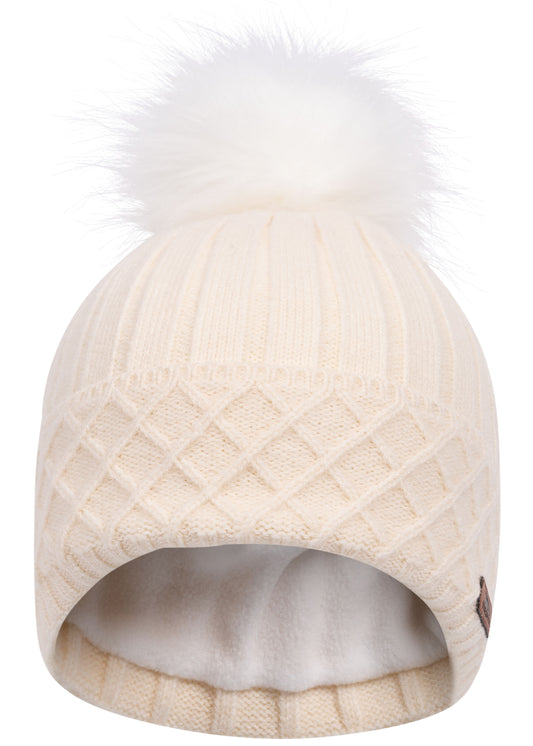 Sherbet Women's Fleece Lined Knitted Hat in Cream