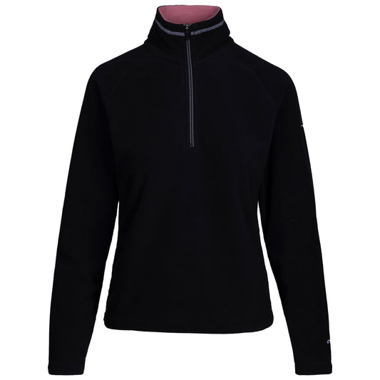 Skylar Womens 1/2 Zip Fleece Top in Black Light Mulberry