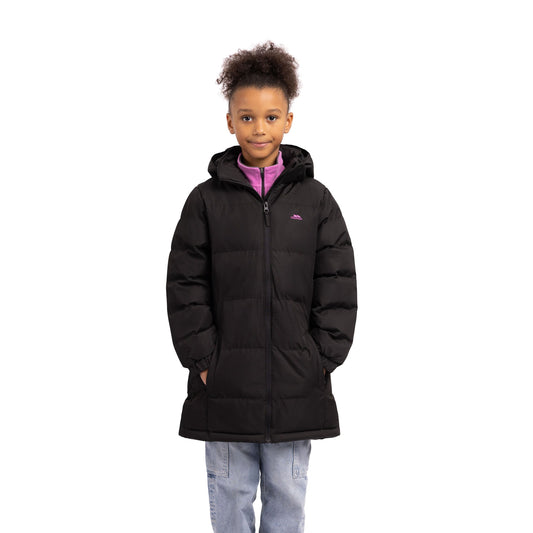 Tiffy Girls Padded Longer Length Waterproof Casual Jacket in Black