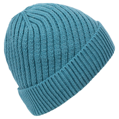 Twisted Womens Knitted Hat in Storm Blue with Lining