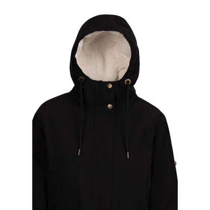 Vailsom Womens Longer Length Padded Fleece Lined Waterproof Jacket in Black