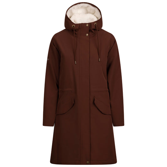 Vailsom Womens Longer Length Padded Fleece Lined Waterproof Jacket in Chestnut