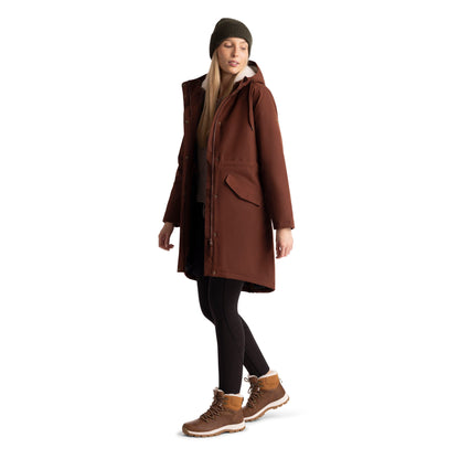 Vailsom Womens Longer Length Padded Fleece Lined Waterproof Jacket in Chestnut