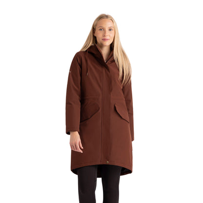 Vailsom Womens Longer Length Padded Fleece Lined Waterproof Jacket in Chestnut