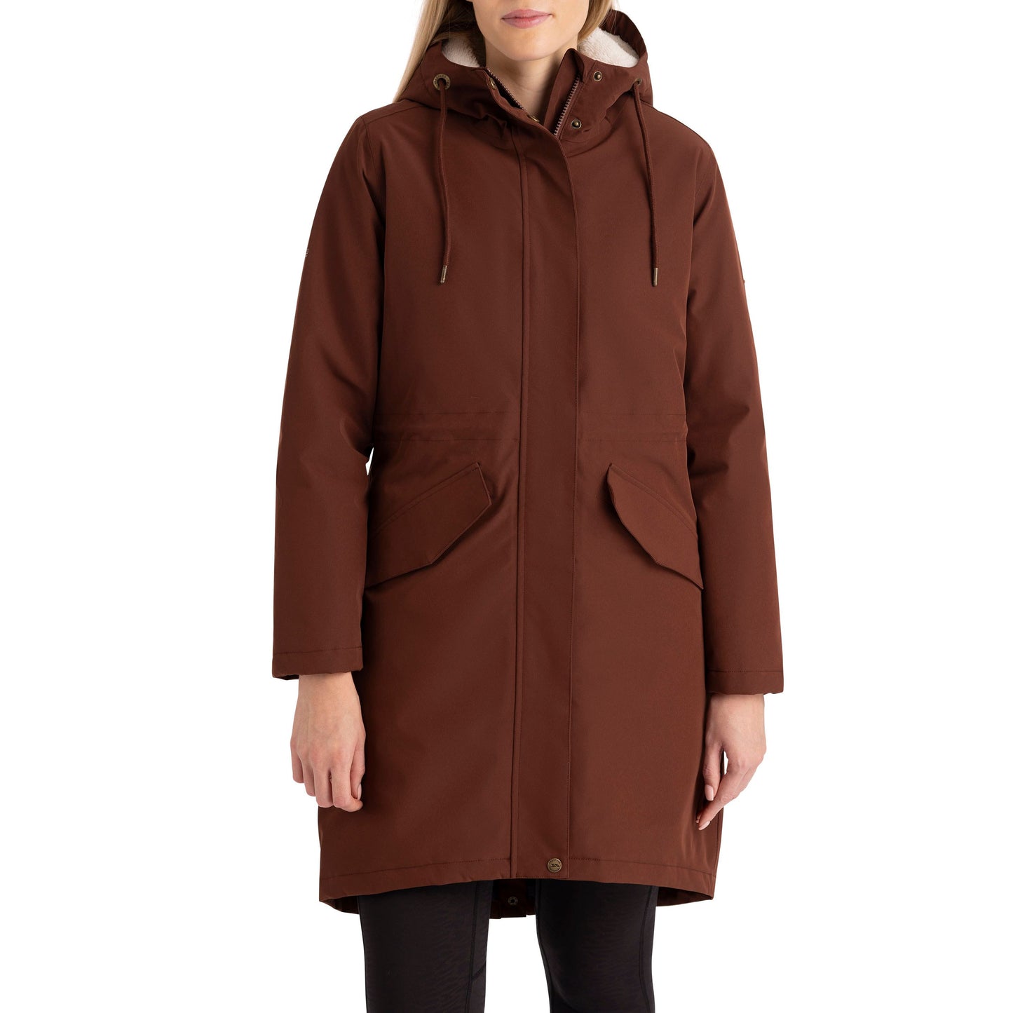 Vailsom Womens Longer Length Padded Fleece Lined Waterproof Jacket in Chestnut