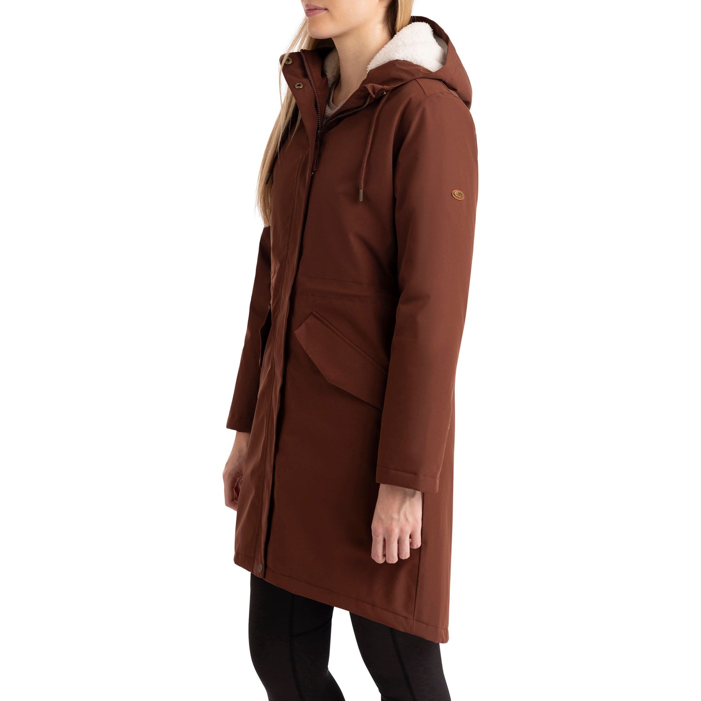 Vailsom Womens Longer Length Padded Fleece Lined Waterproof Jacket in Chestnut